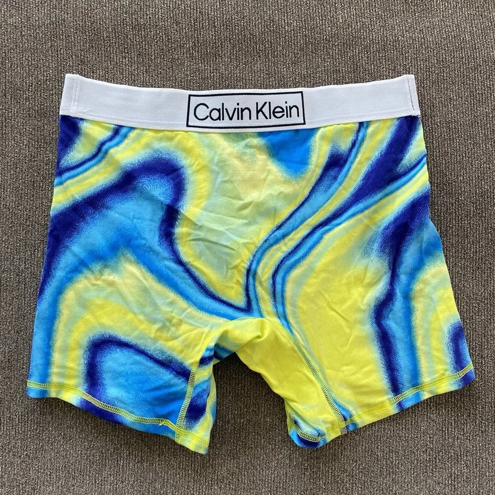 Calvin Klein Men's REIMAGINED HERITAGE PRIDE BOXER BRIEF Blue/Yellow Small